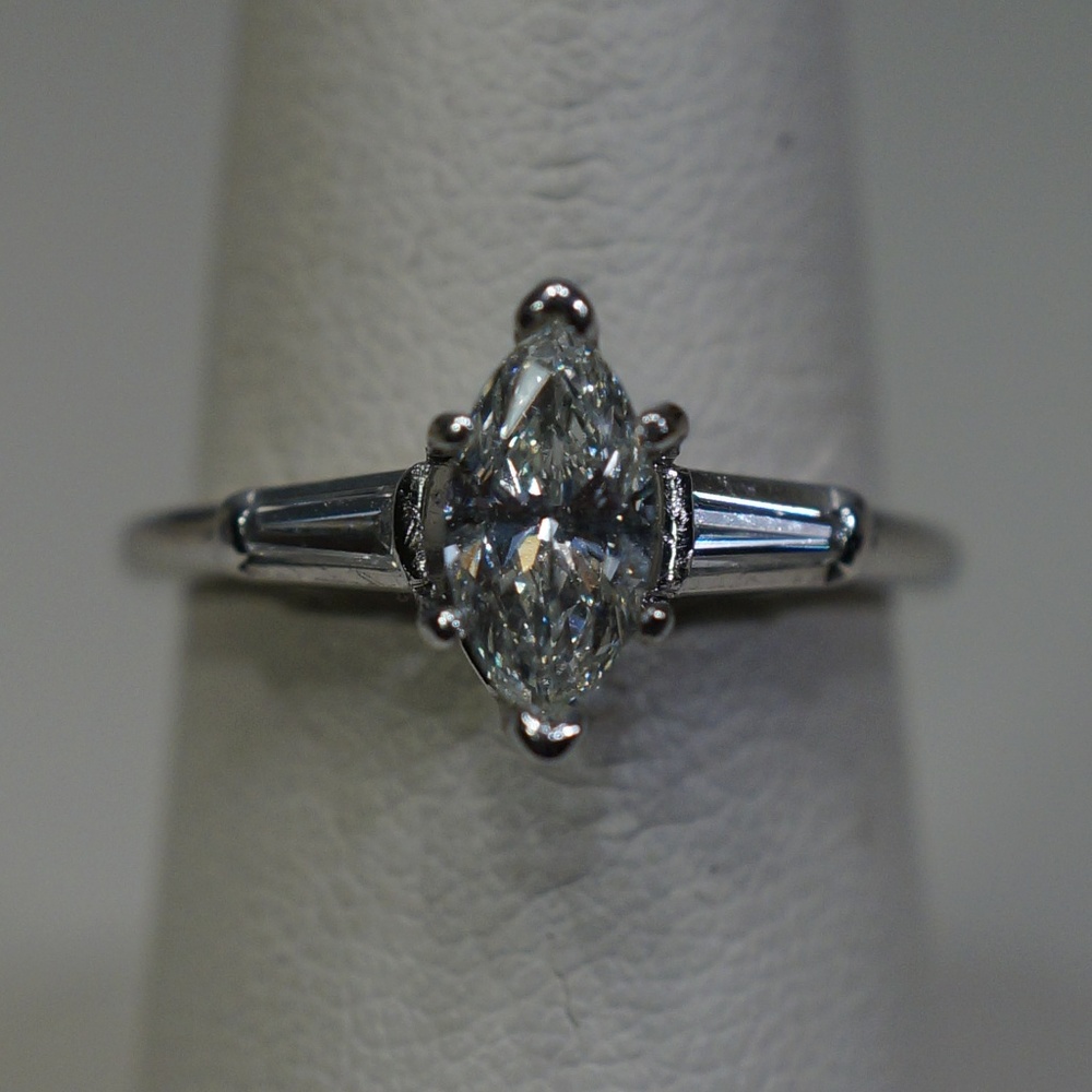 Platinum 1 Ct. Marquise Cut Genuine Diamond Ring
